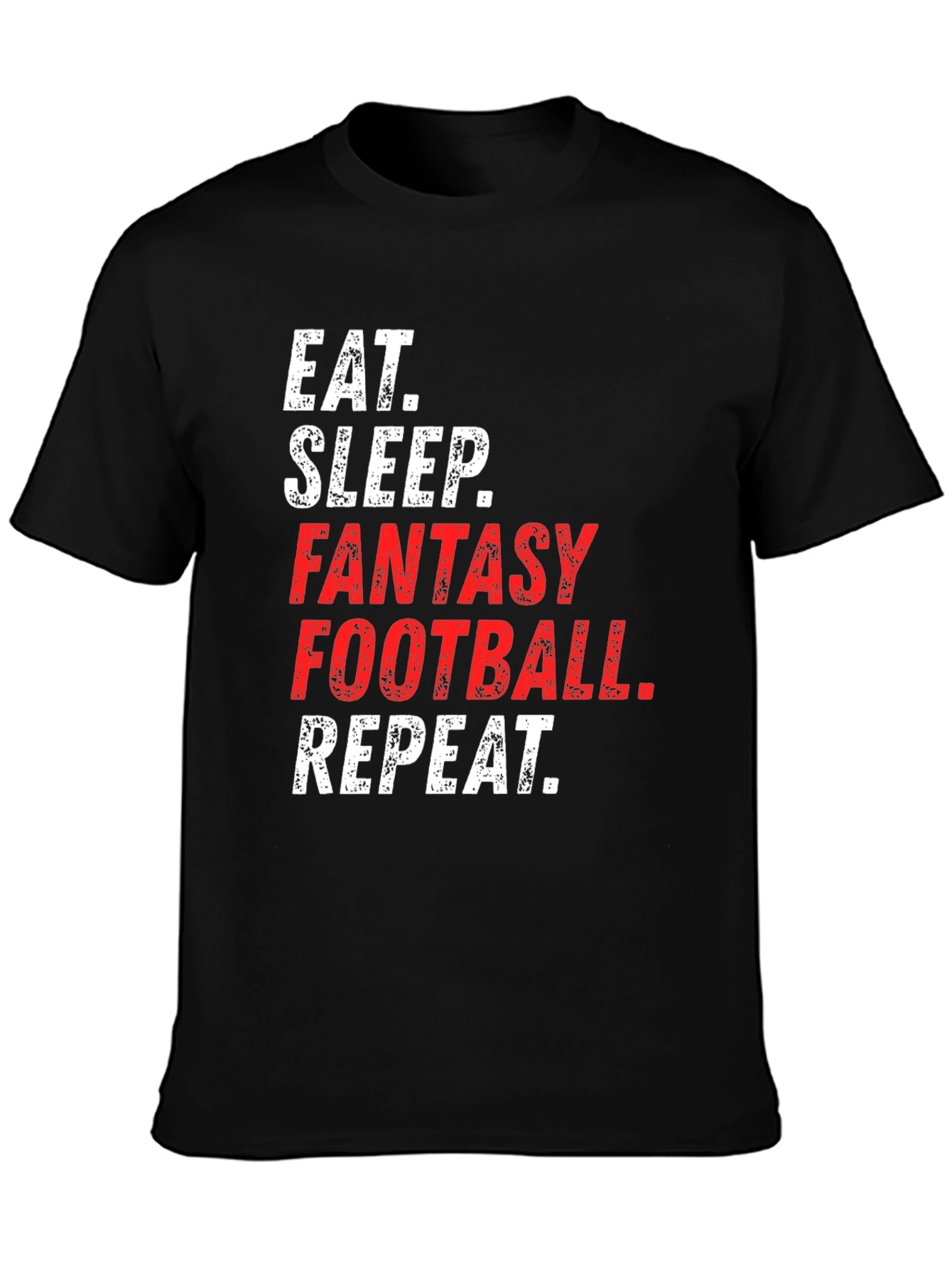 Eat Sleep Fantasy Football Repeat Black T-Shirt