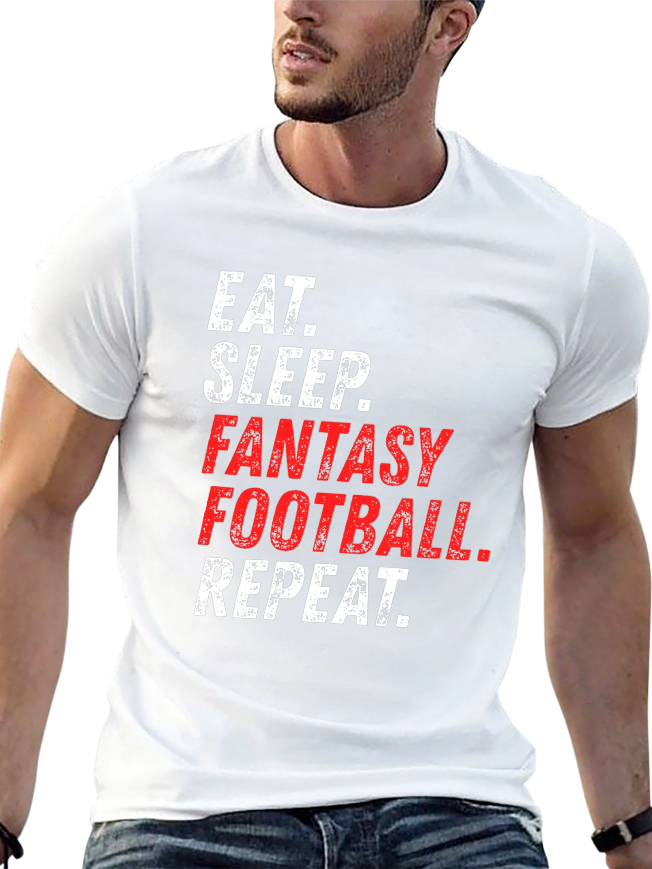 Eat Sleep Fantasy Football Repeat Black T-Shirt