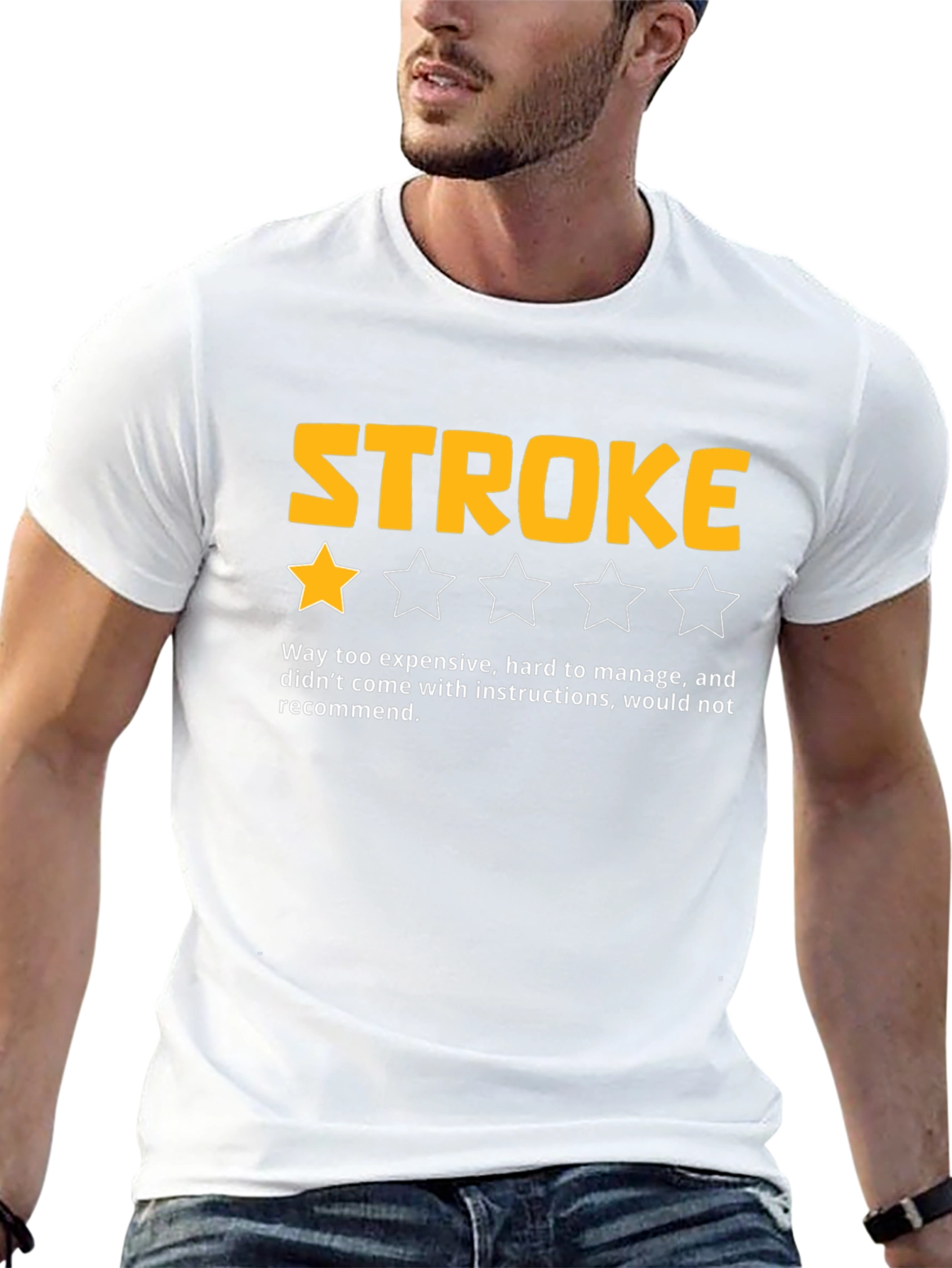 Funny Stroke One-Star Review Black T-Shirt