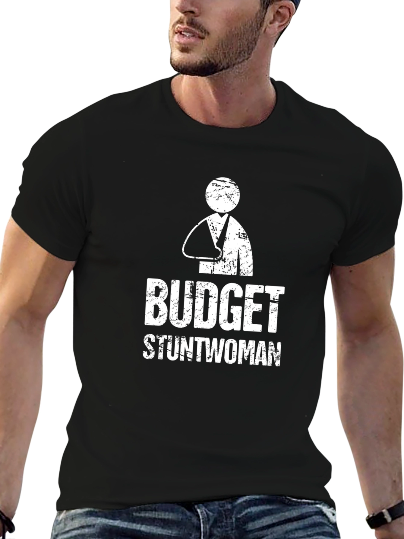 Budget Stuntwoman Graphic Tee - Black Cotton T-Shirt