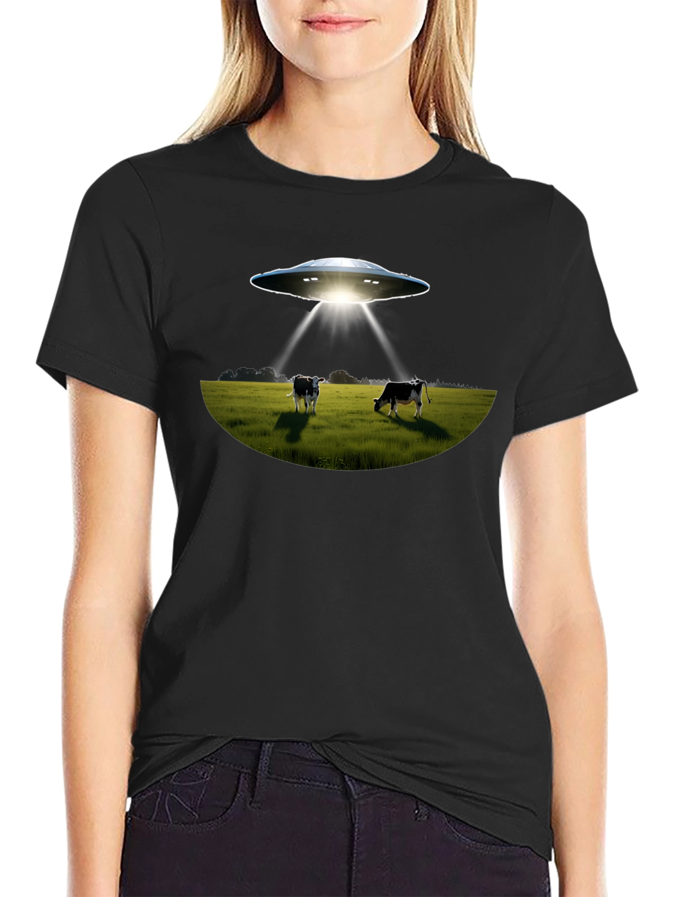 UFO Abduction Cows Graphic T-Shirt