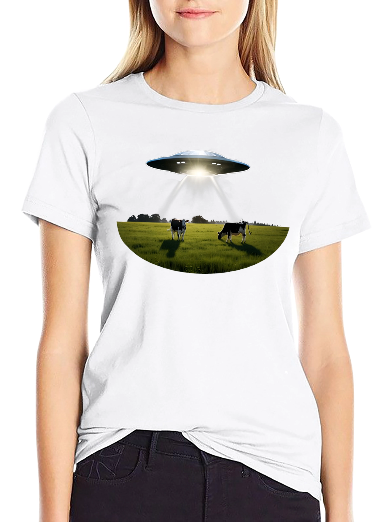 UFO Abduction Cows Graphic T-Shirt