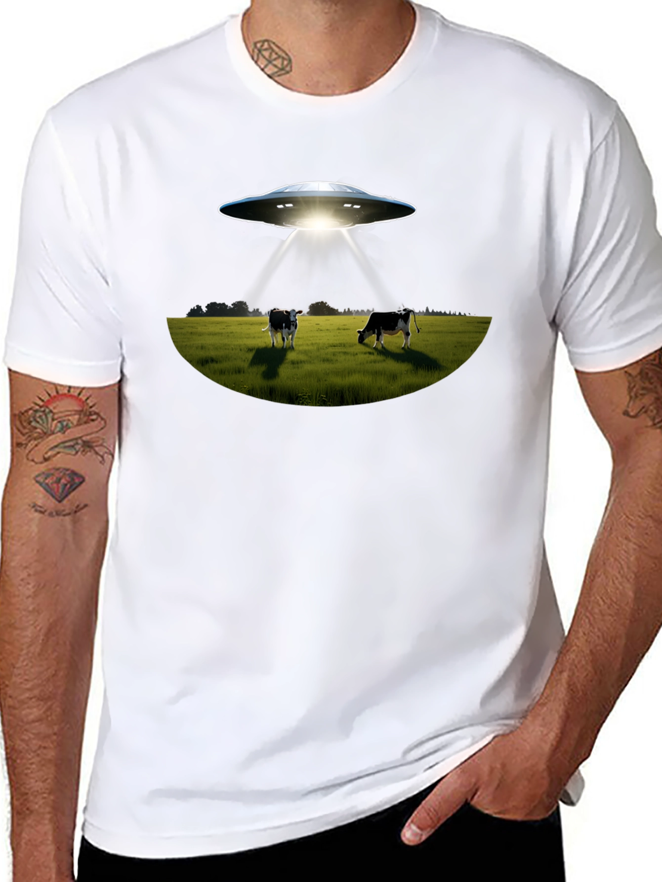 UFO Abduction Cows Graphic T-Shirt