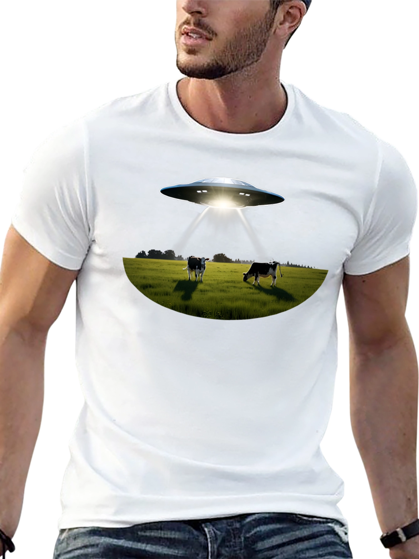 UFO Abduction Cows Graphic T-Shirt