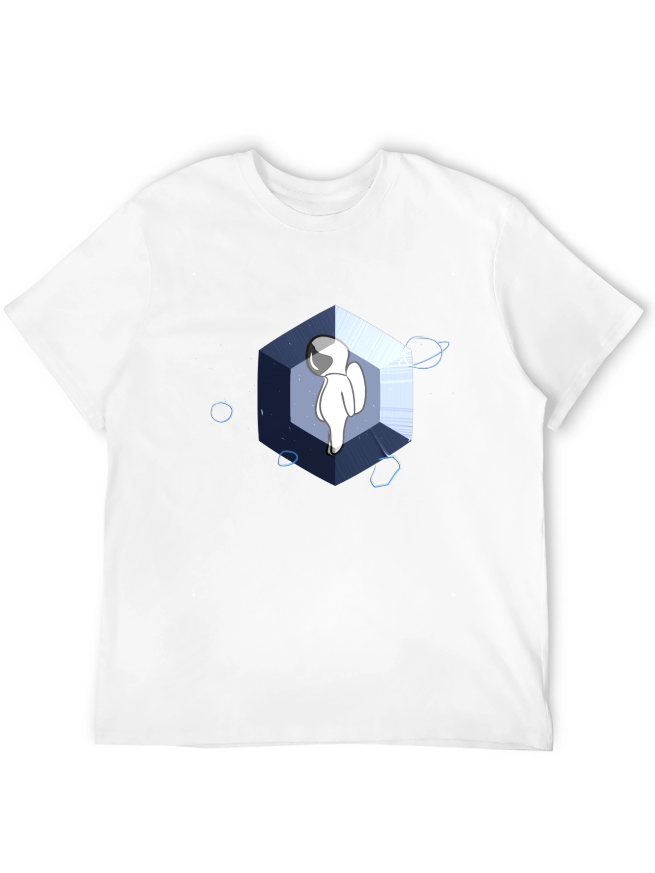 Astronaut Cube Graphic Tee - Cool Black T-Shirt