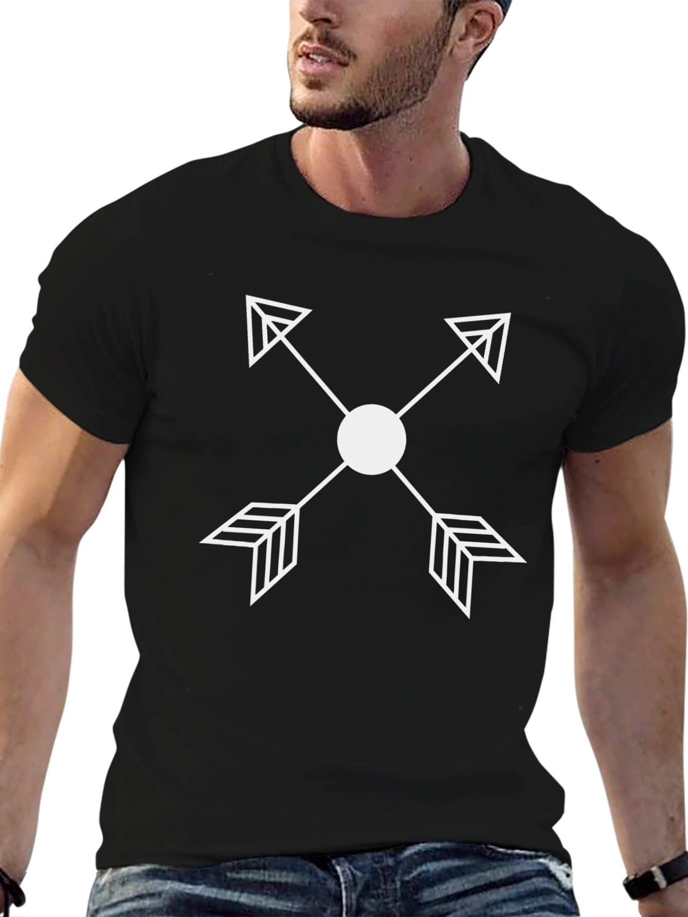 Arrow Cross Graphic Tee - Minimalist Design