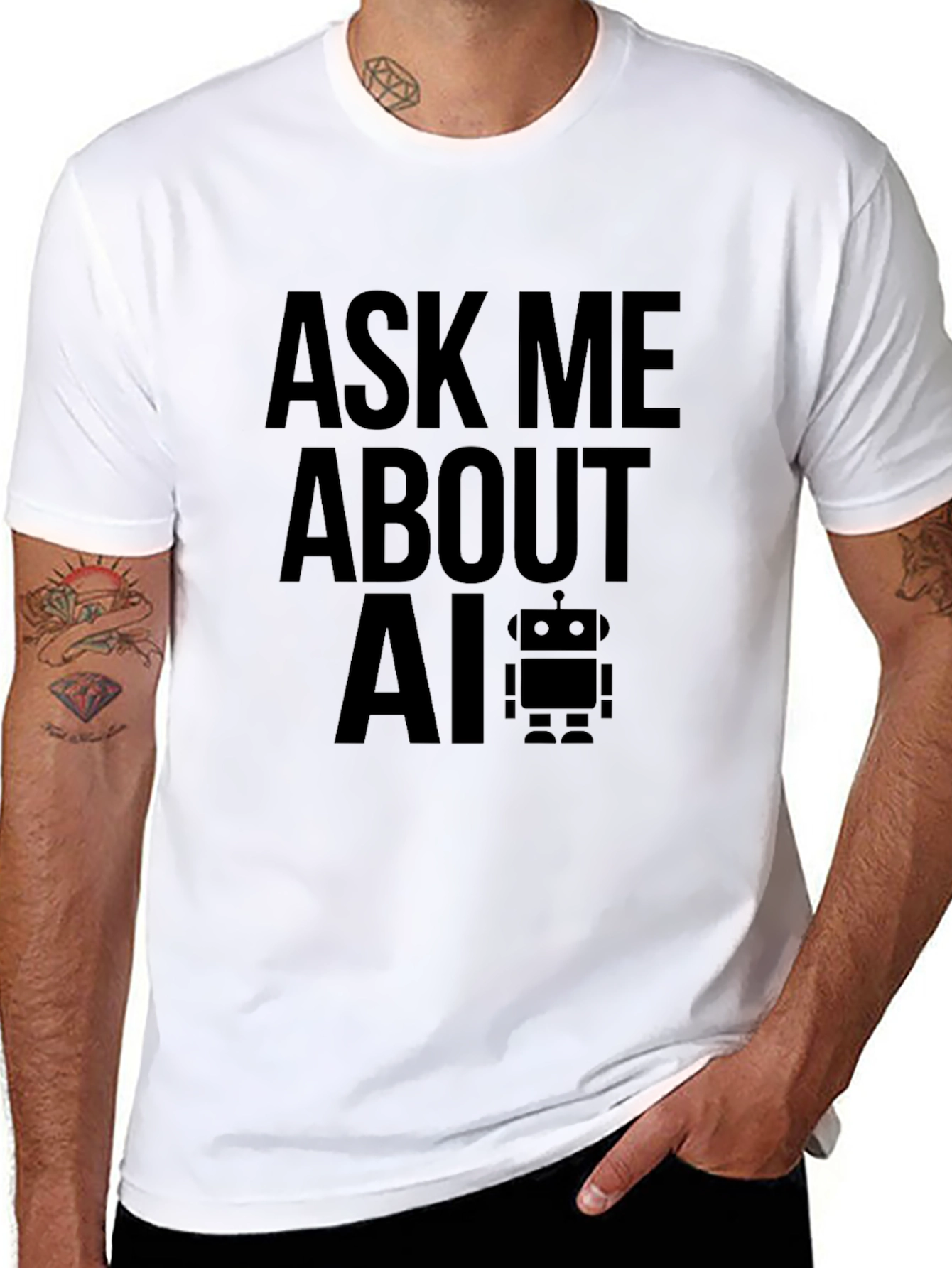 Ask Me About AI T-Shirt - Trendy & Smart
