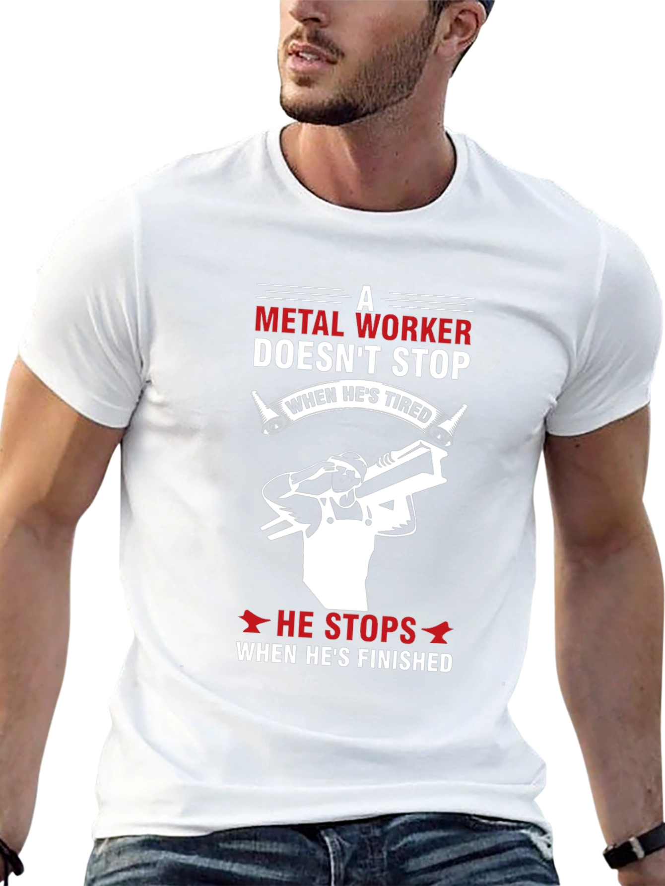 Metal Worker T-Shirt - Doesnt Stop When Tired