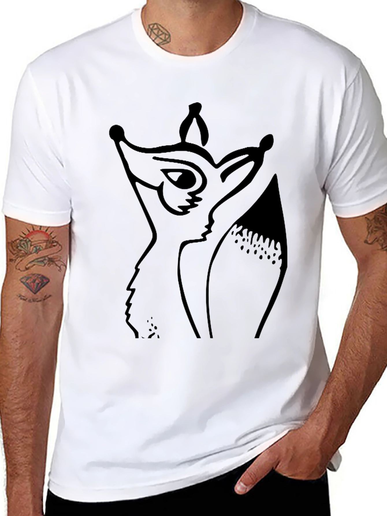 Fox Graphic Tee - Black Cotton Casual Top