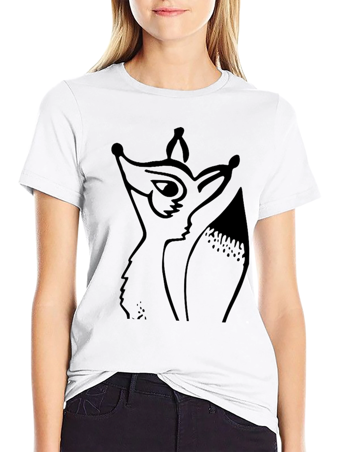 Fox Graphic Tee - Black Cotton Casual Top