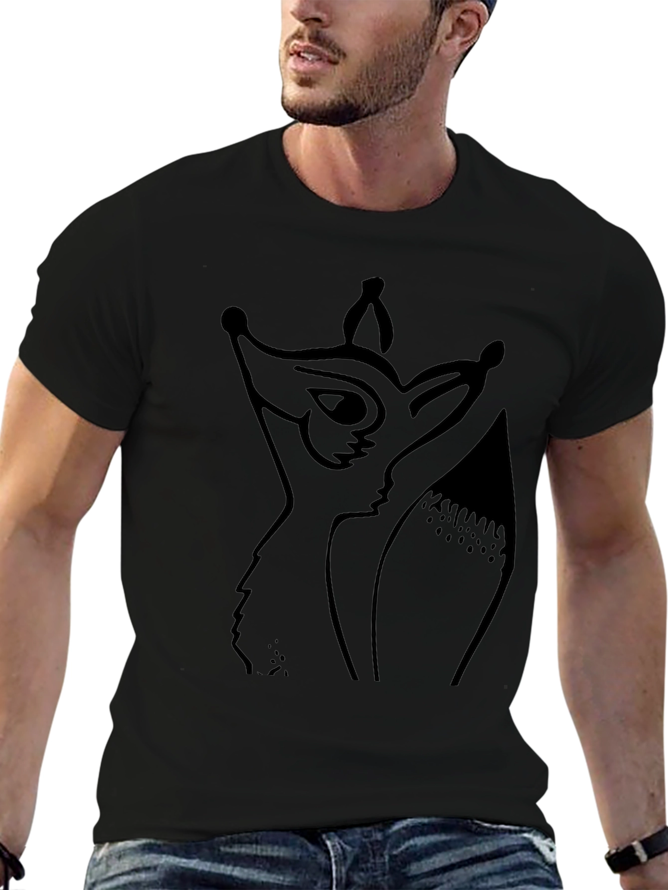 Fox Graphic Tee - Black Cotton Casual Top