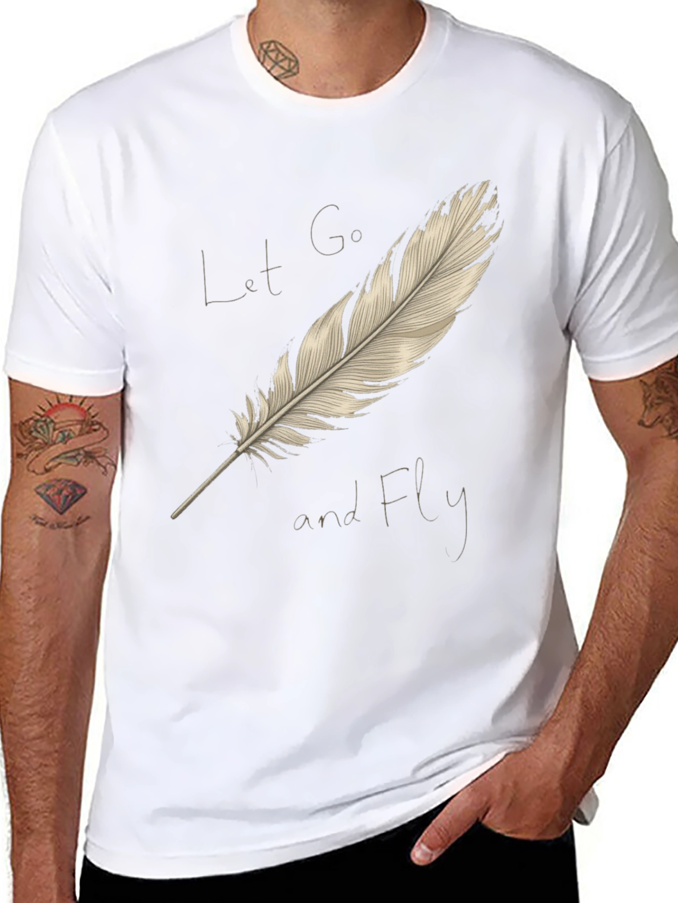 Let Go and Fly Feather Graphic T-Shirt
