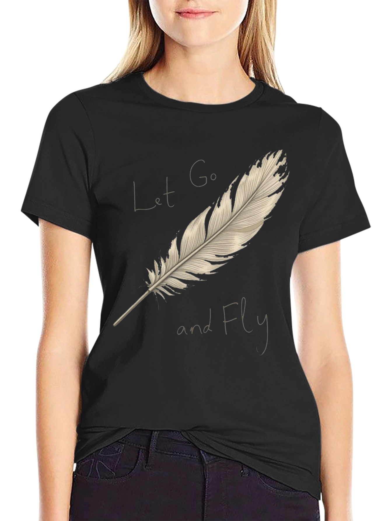 Let Go and Fly Feather Graphic T-Shirt