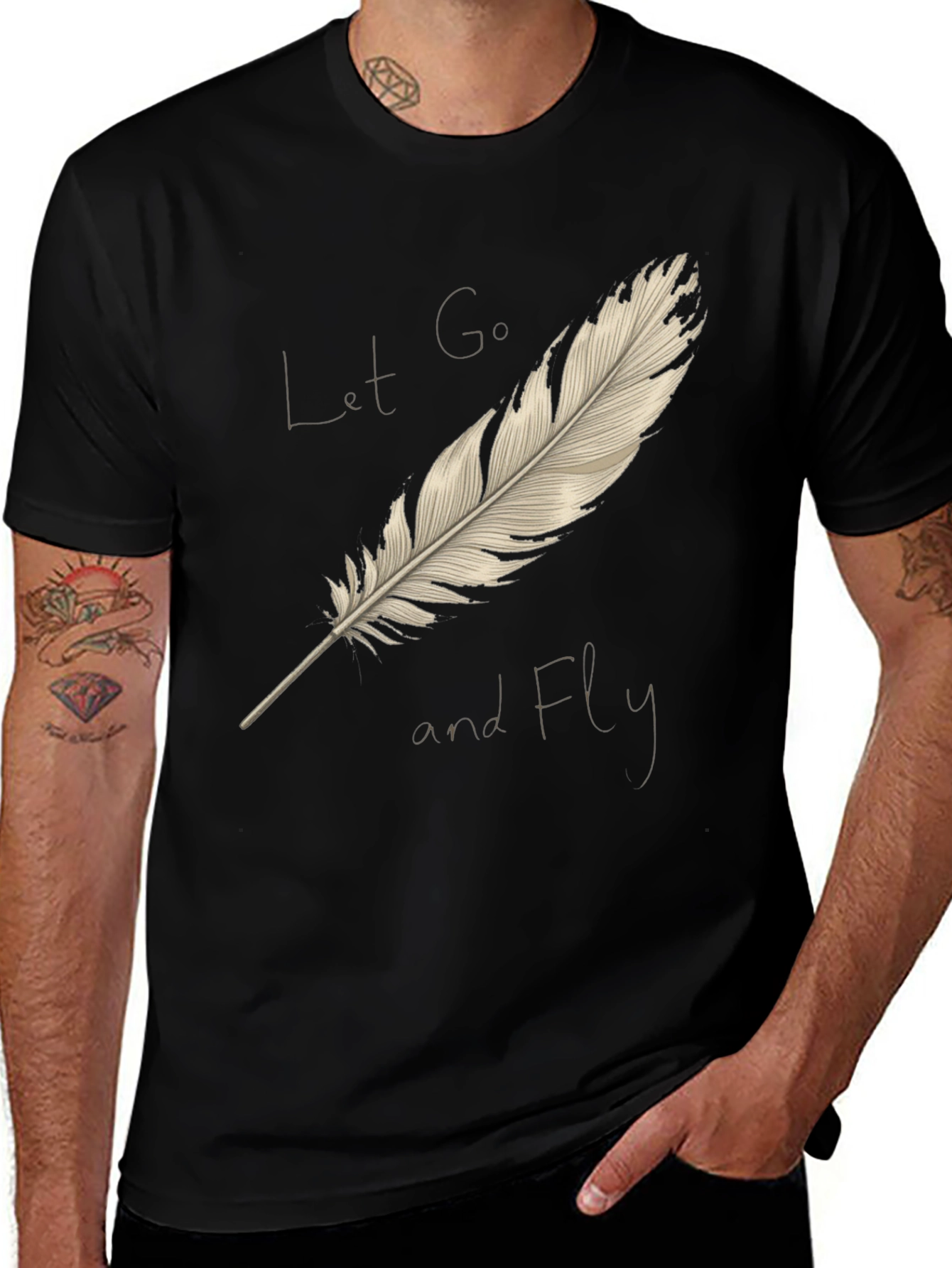 Let Go and Fly Feather Graphic T-Shirt