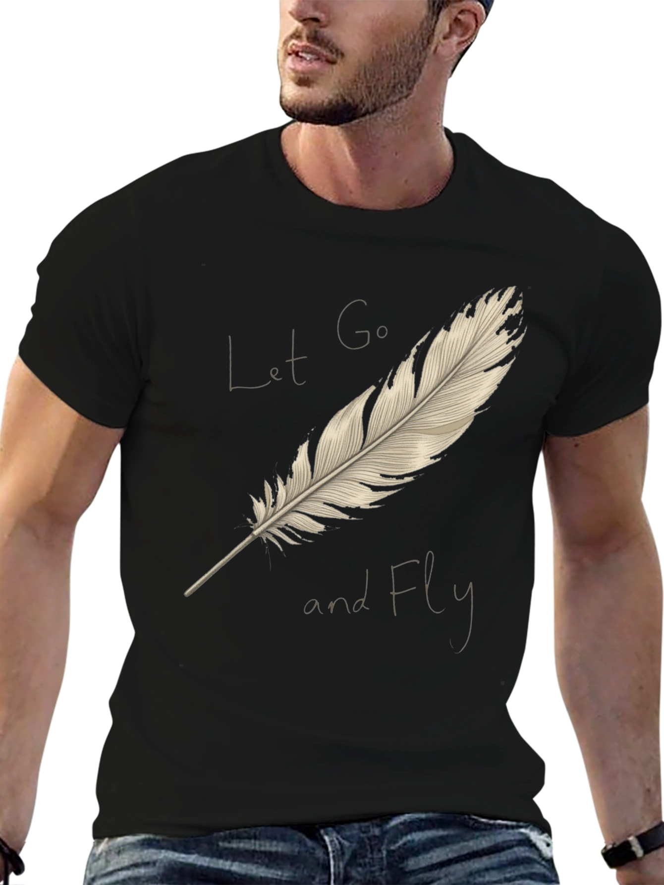 Let Go and Fly Feather Graphic T-Shirt