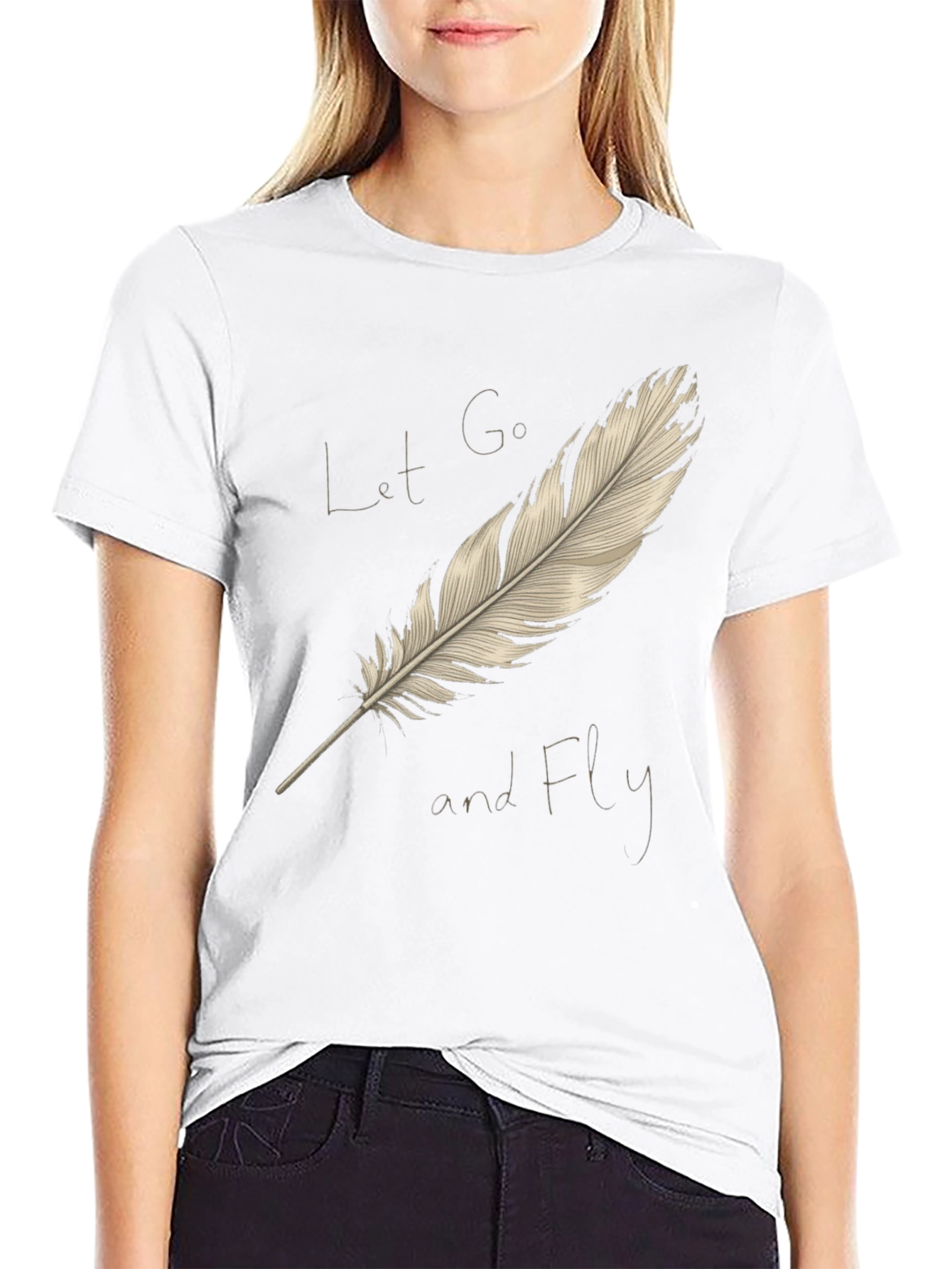 Let Go and Fly Feather Graphic T-Shirt