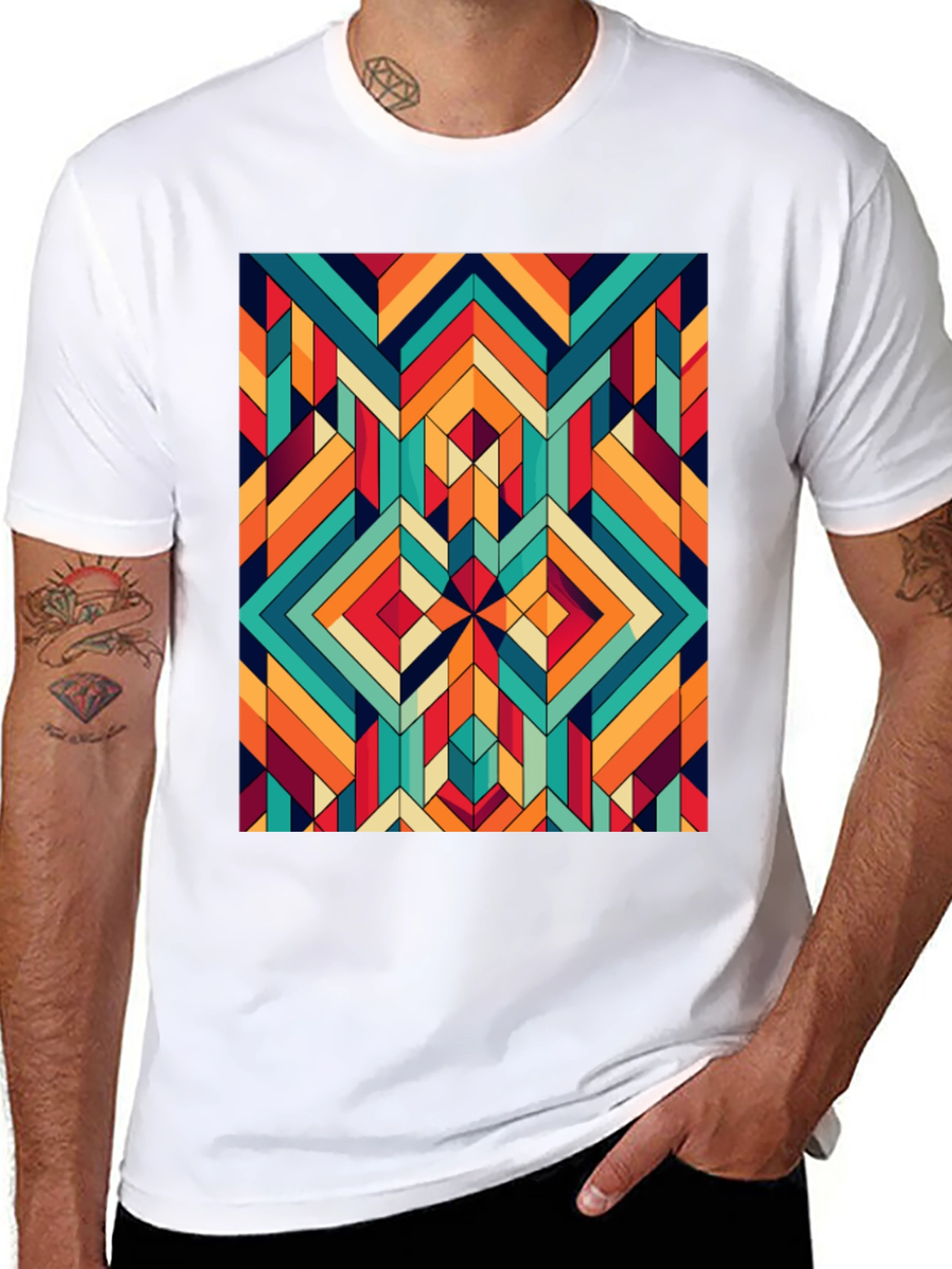 Geometric Pattern Tee - Retro Style