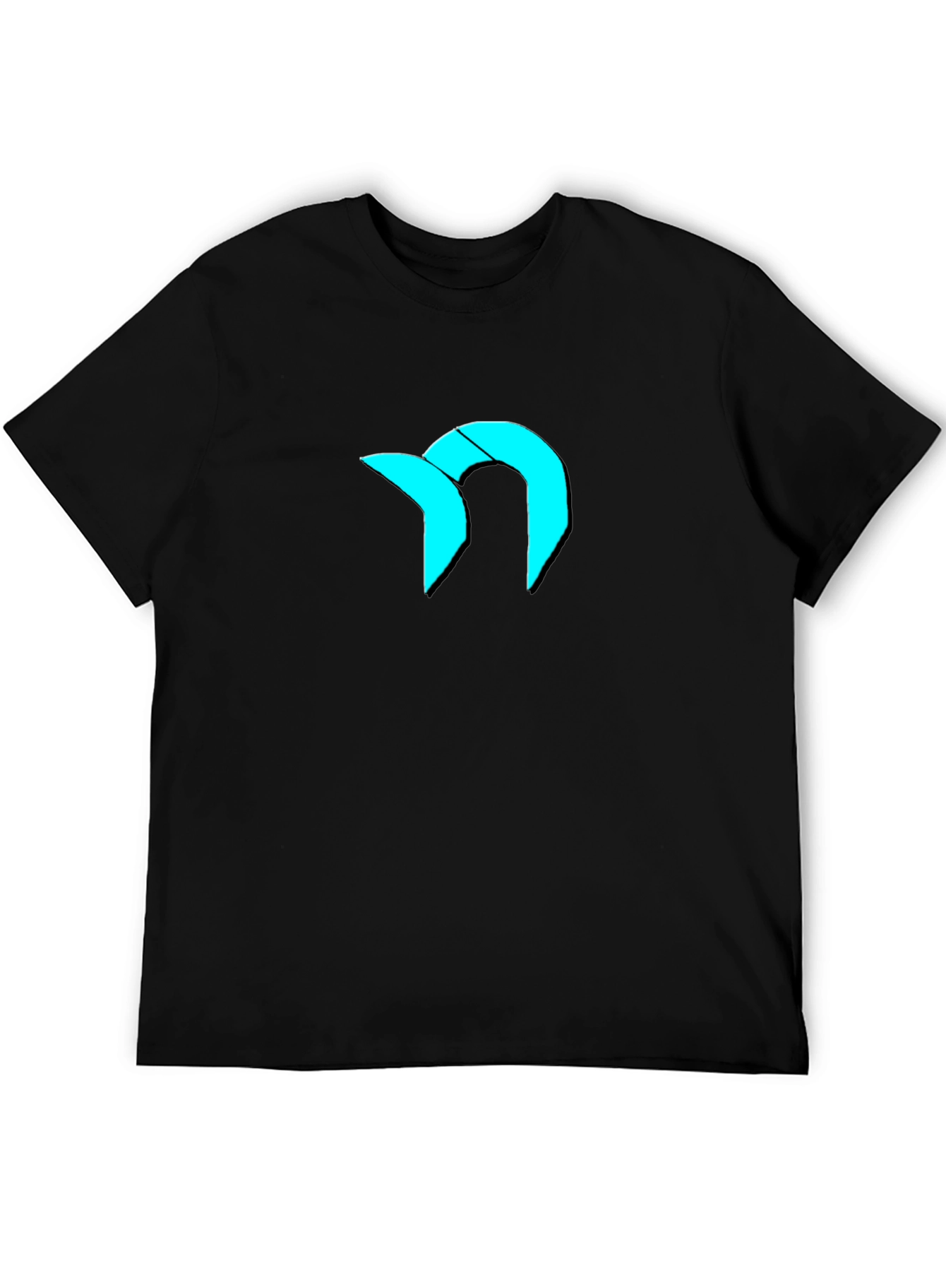 Modern Graphic Tee - Cool Cyan Logo on Black