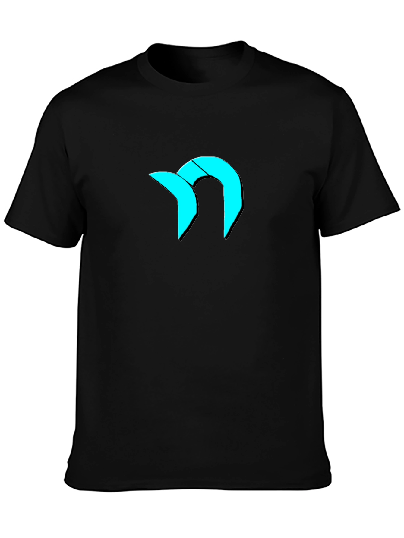 Modern Graphic Tee - Cool Cyan Logo on Black