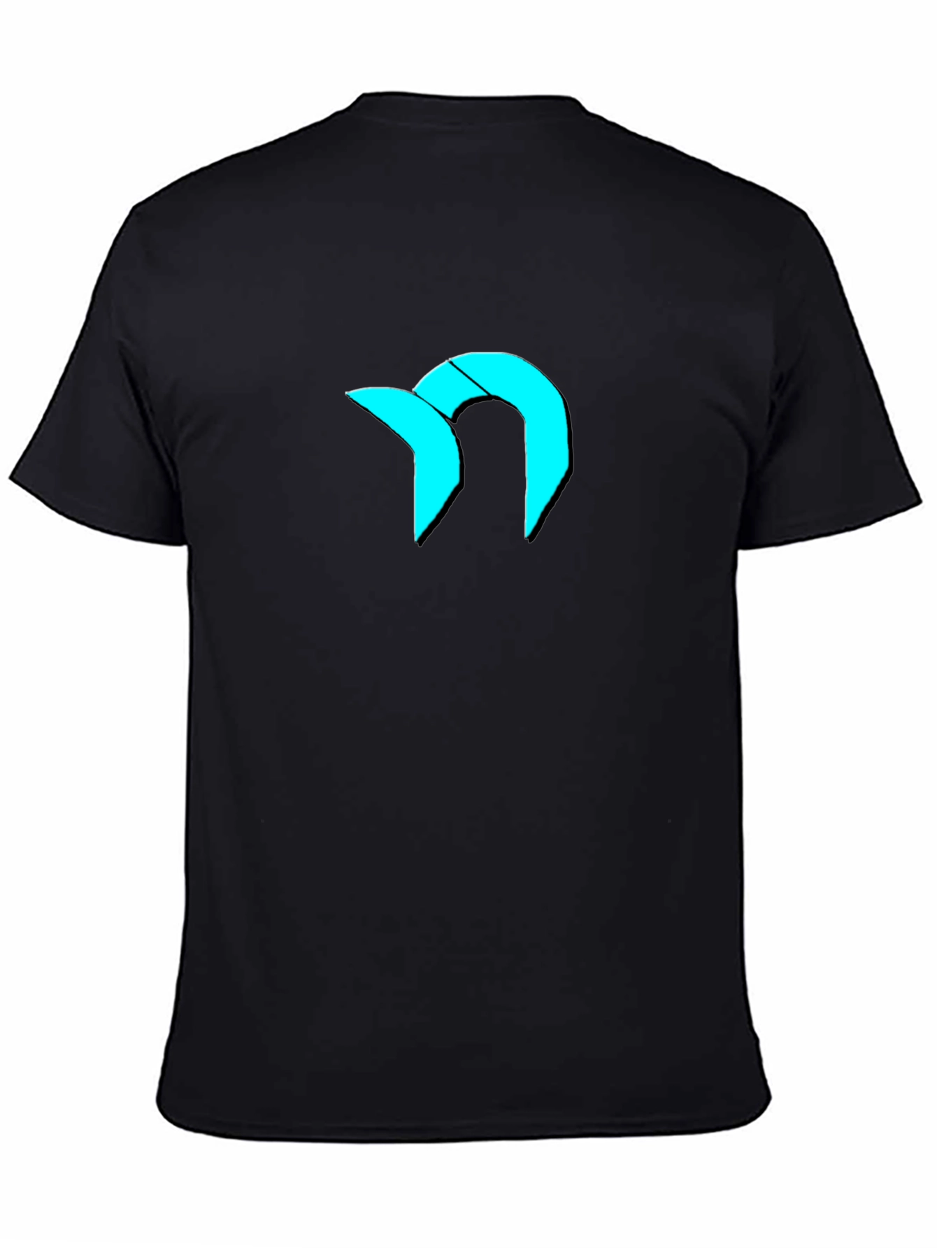 Modern Graphic Tee - Cool Cyan Logo on Black