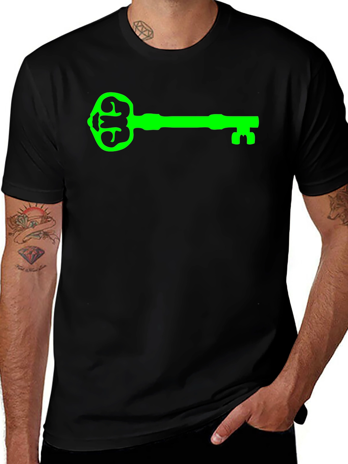 Green Key Graphic Black T-Shirt