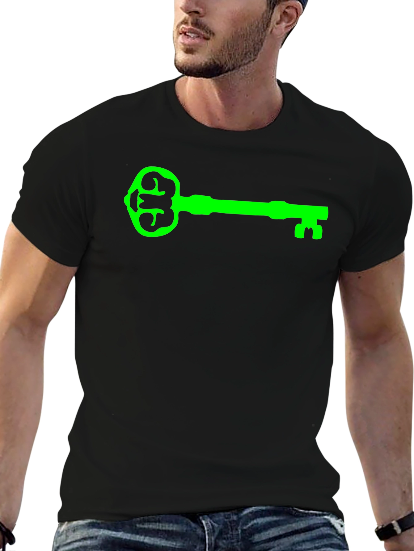 Green Key Graphic Black T-Shirt