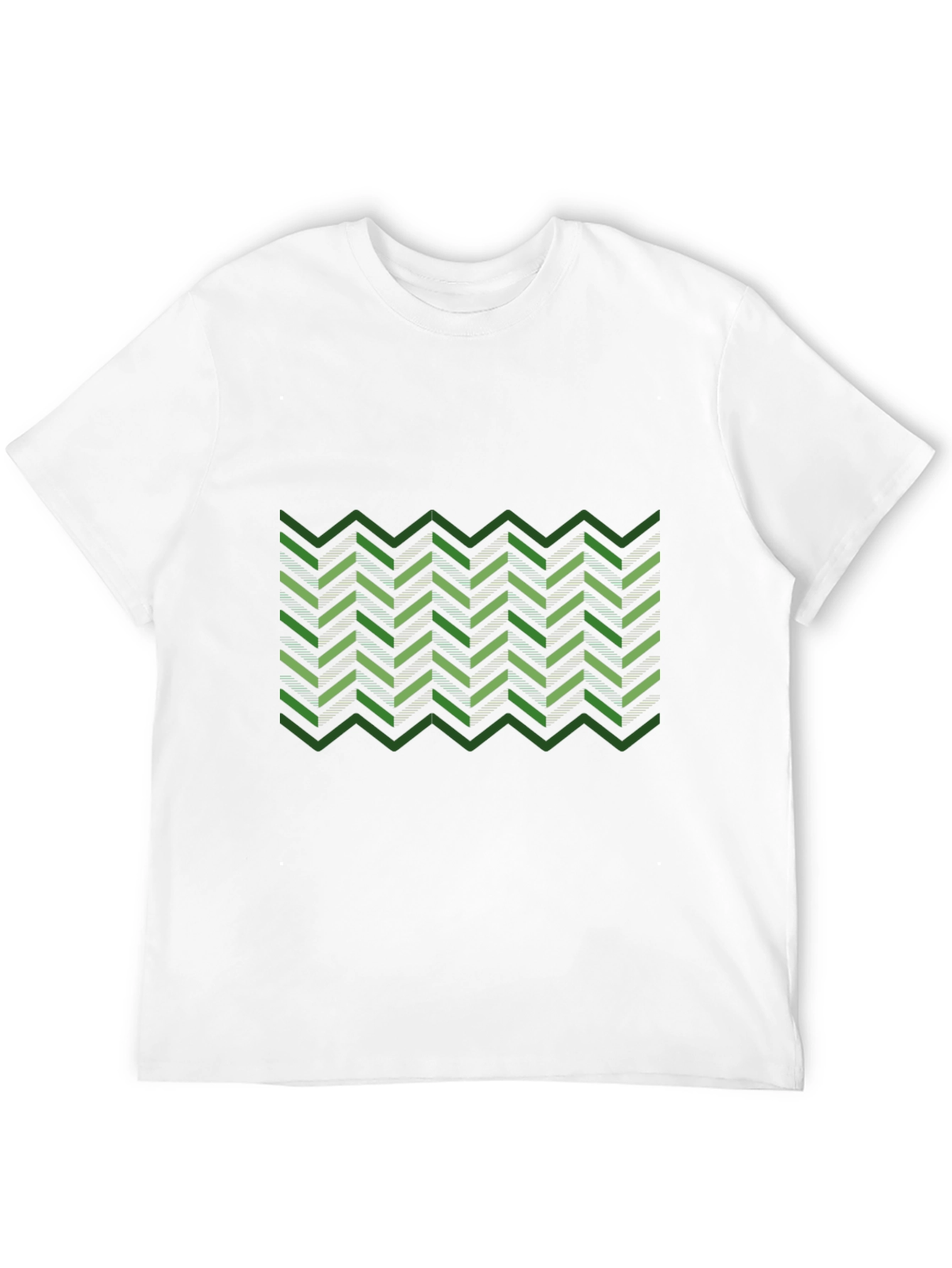 Green Chevron Pattern Black T-Shirt