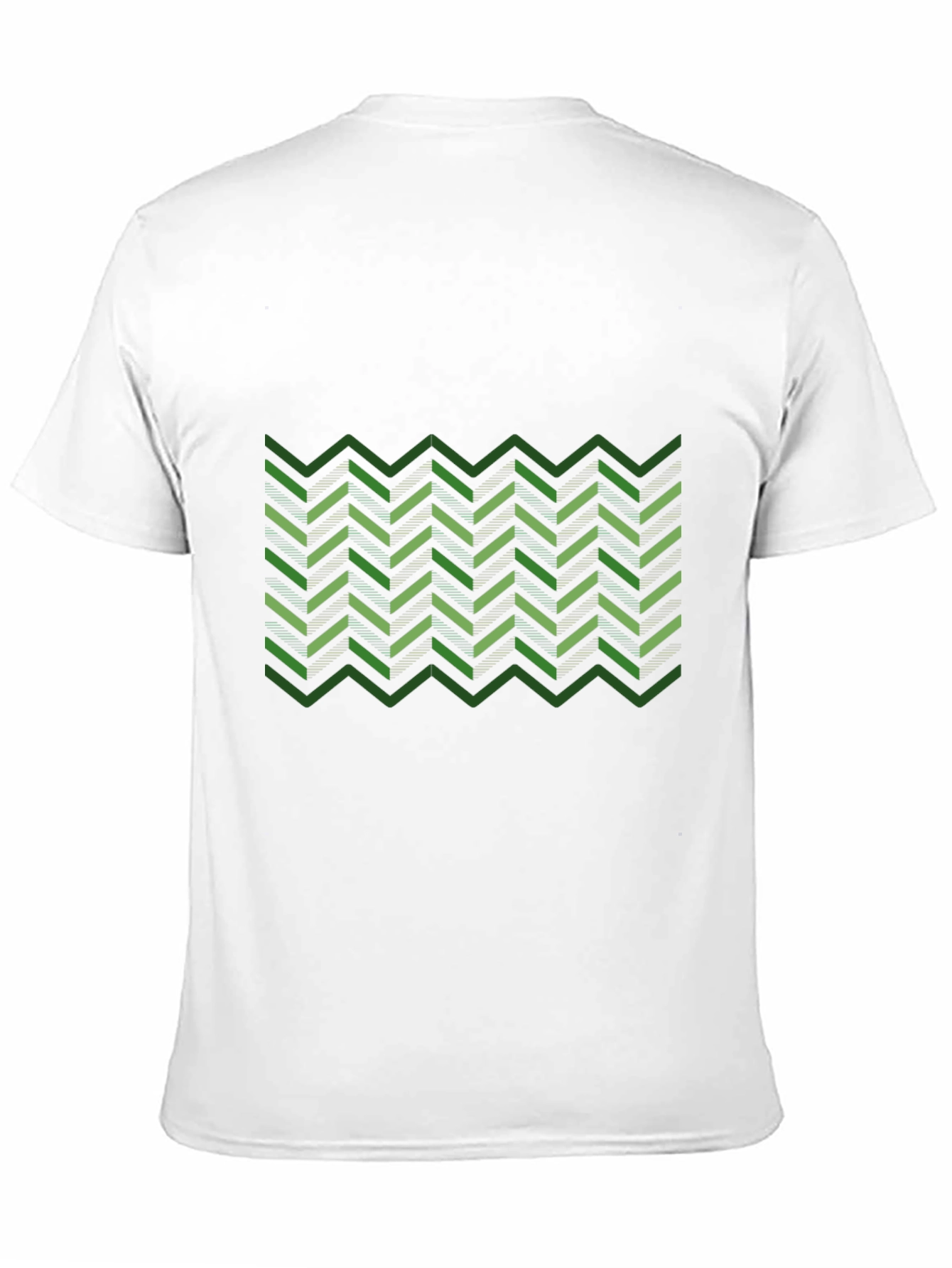 Green Chevron Pattern Black T-Shirt