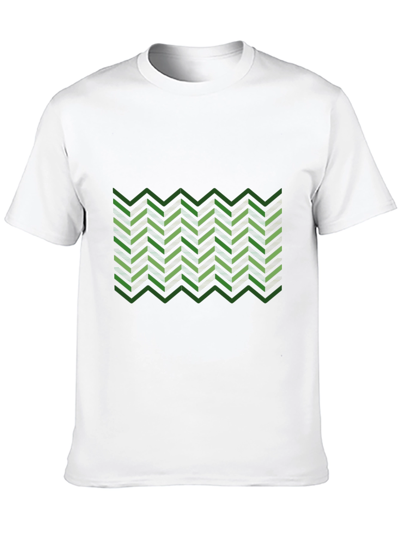 Green Chevron Pattern Black T-Shirt