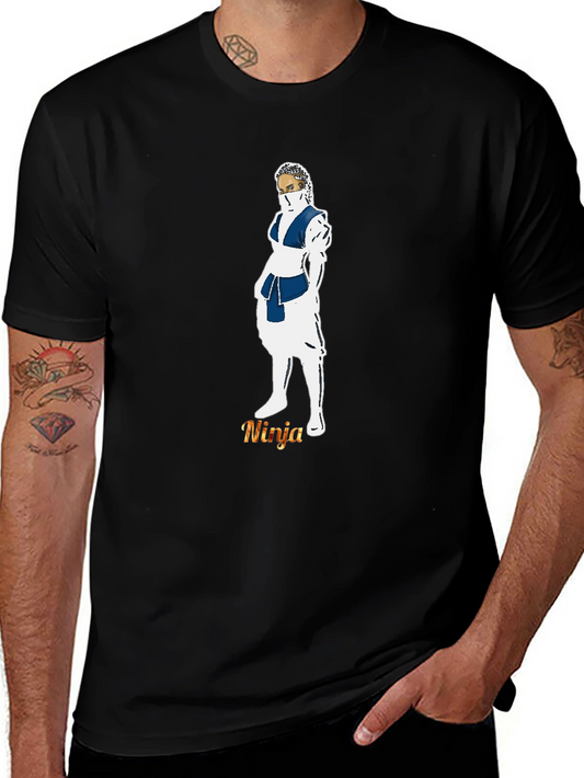 Ninja Graphic Print Black T-Shirt