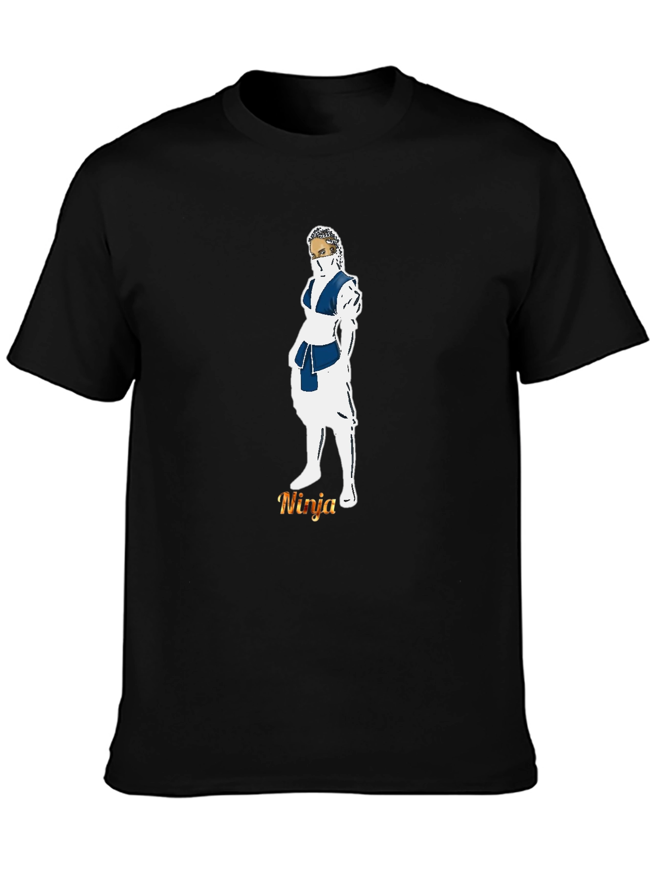 Ninja Graphic Print Black T-Shirt