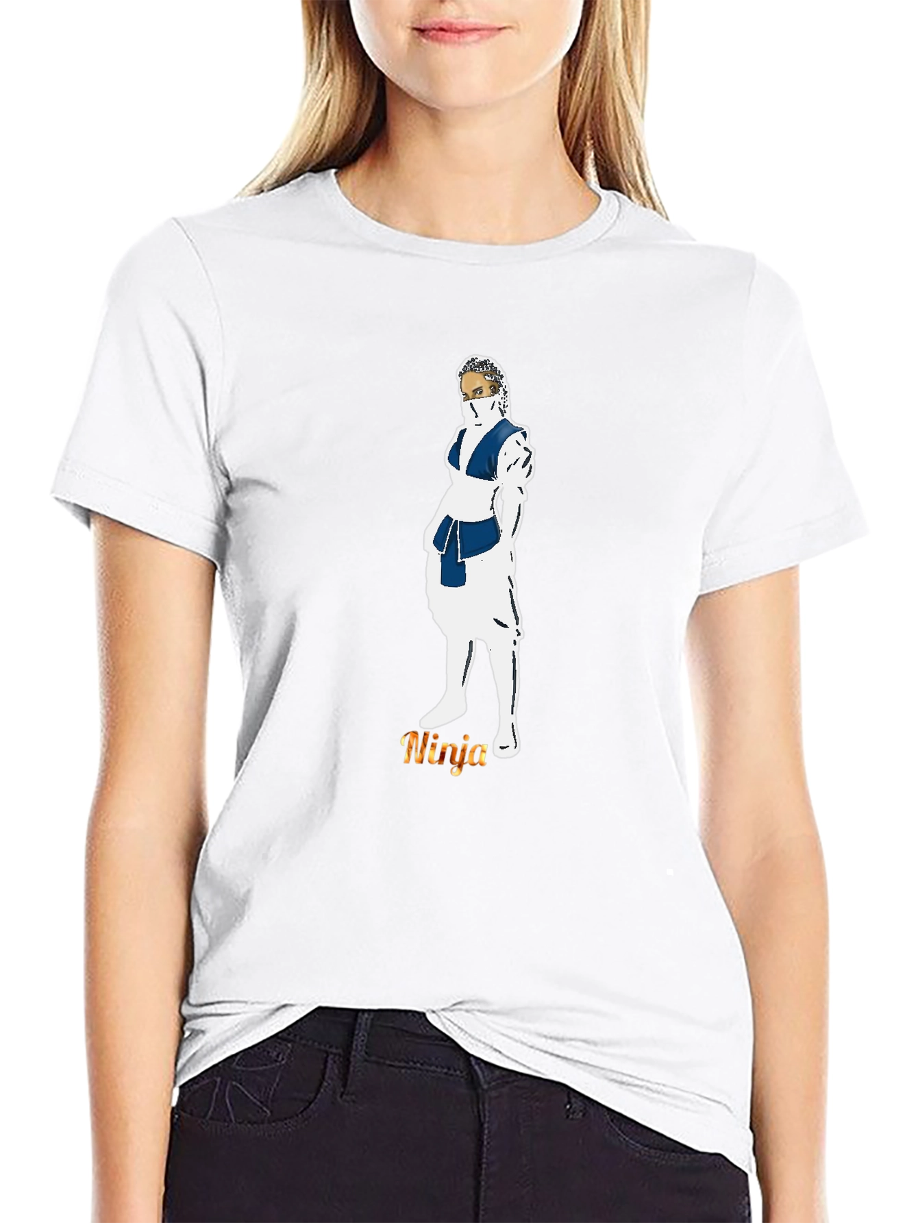 Ninja Graphic Print Black T-Shirt