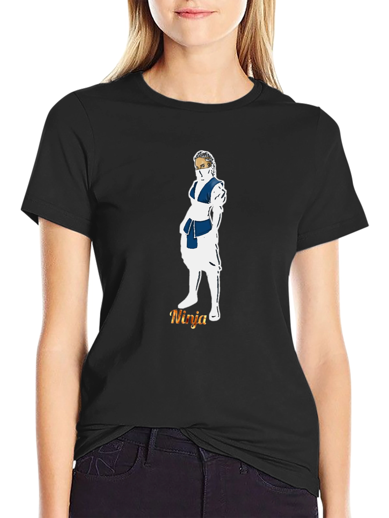 Ninja Graphic Print Black T-Shirt