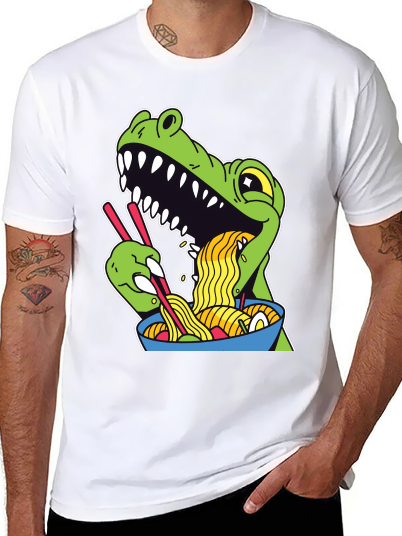 Dino Ramen Graphic Tee - Funny T-Shirt