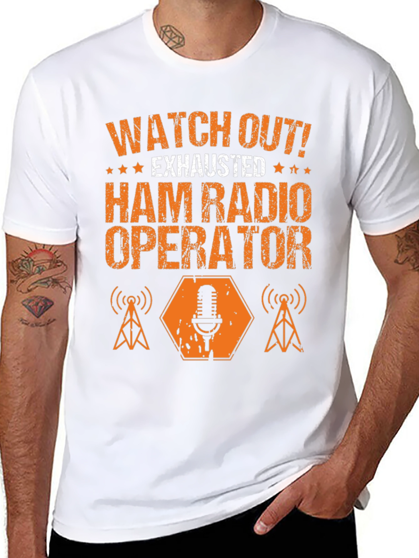 Exhausted Ham Radio Operator Graphic T-Shirt