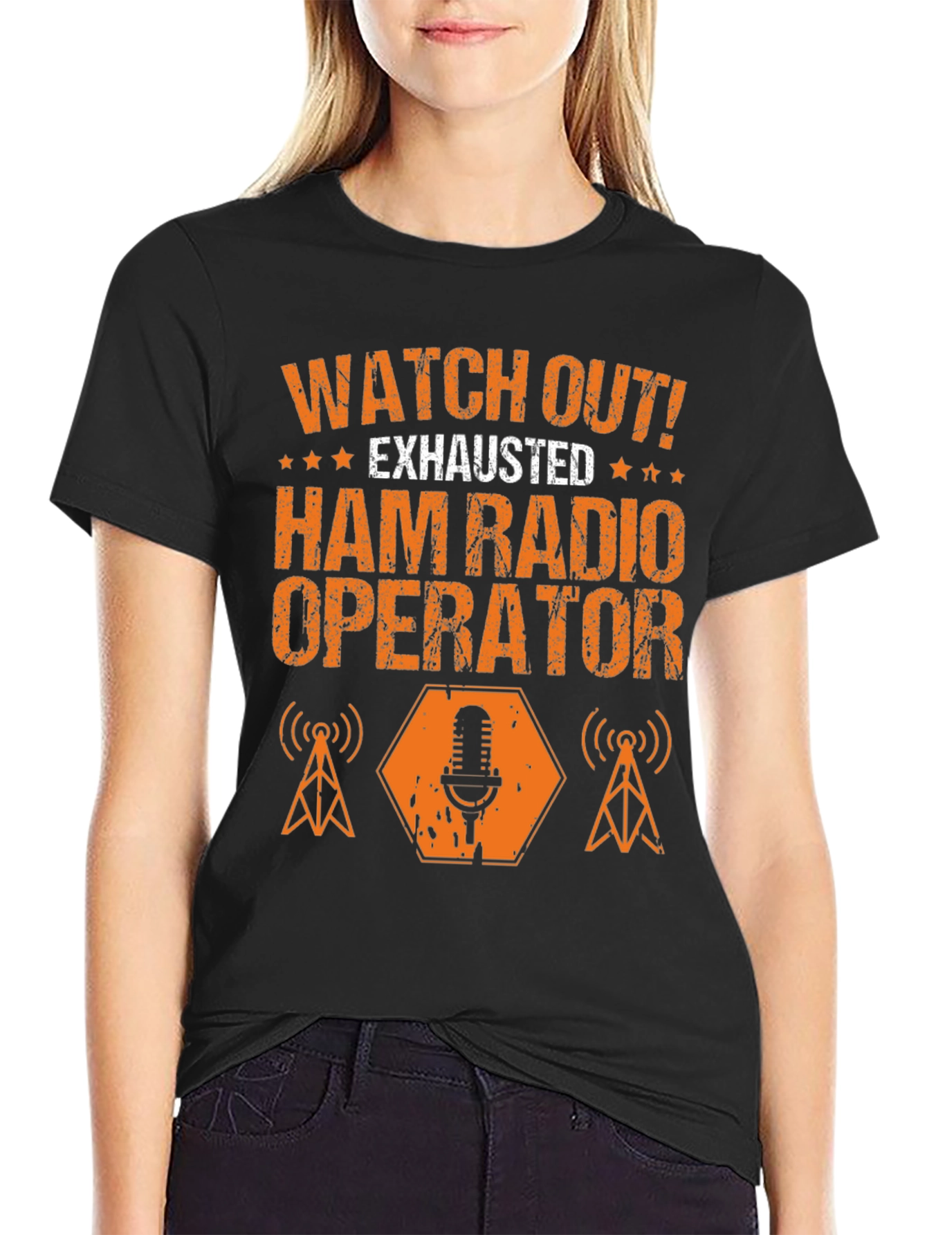 Exhausted Ham Radio Operator Graphic T-Shirt