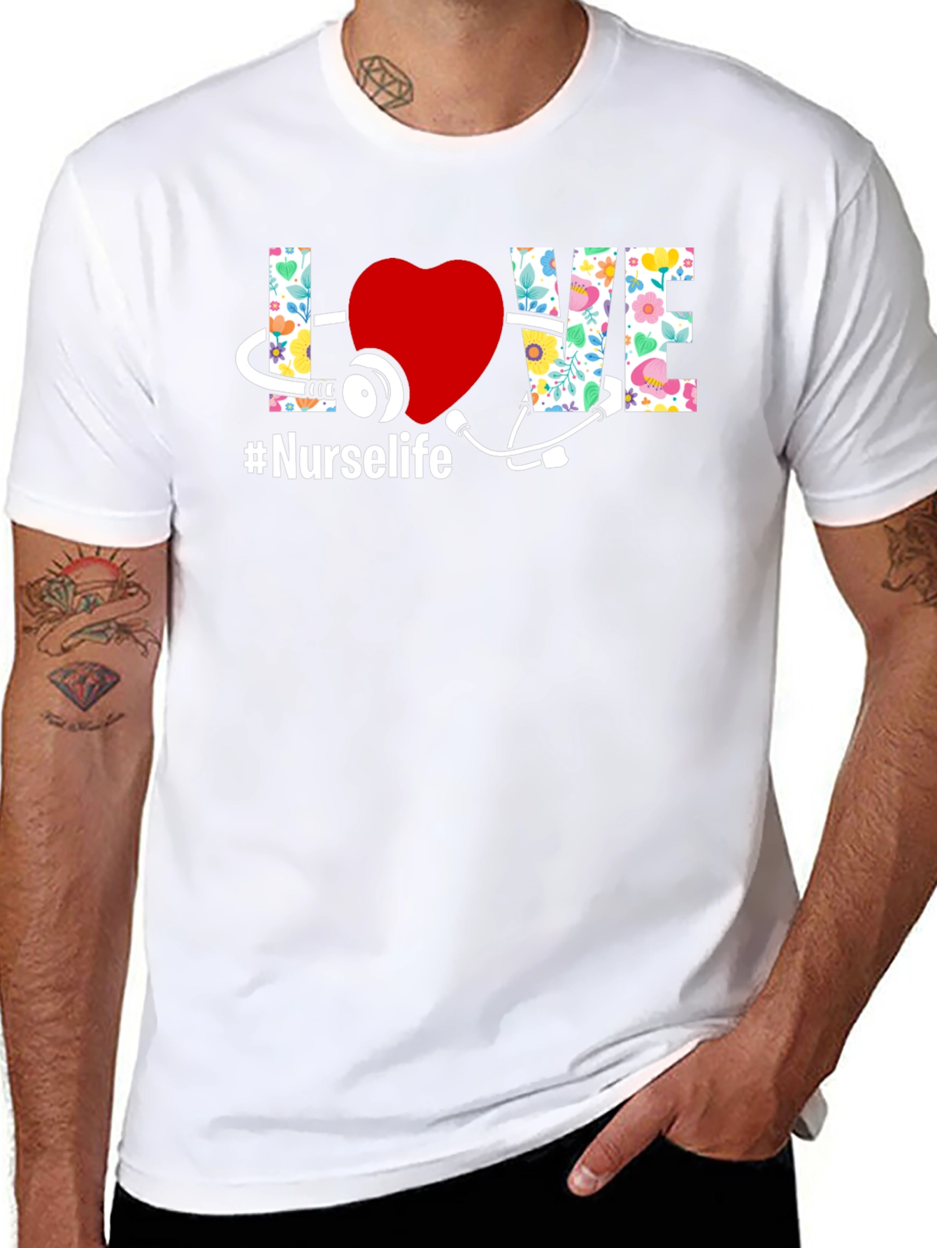 Nurse Life T-Shirt - Floral LOVE Design