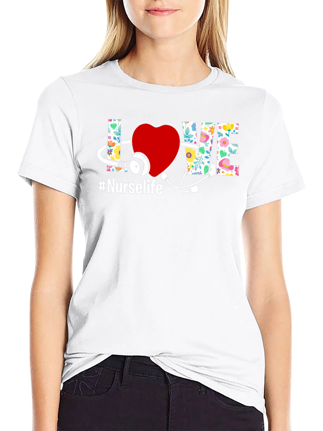 Nurse Life T-Shirt - Floral LOVE Design