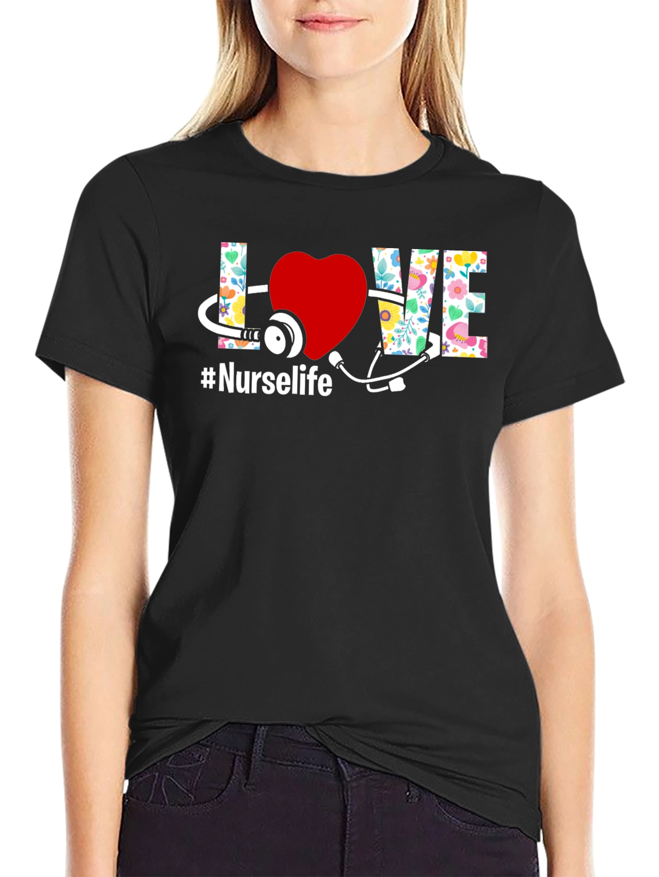 Nurse Life T-Shirt - Floral LOVE Design