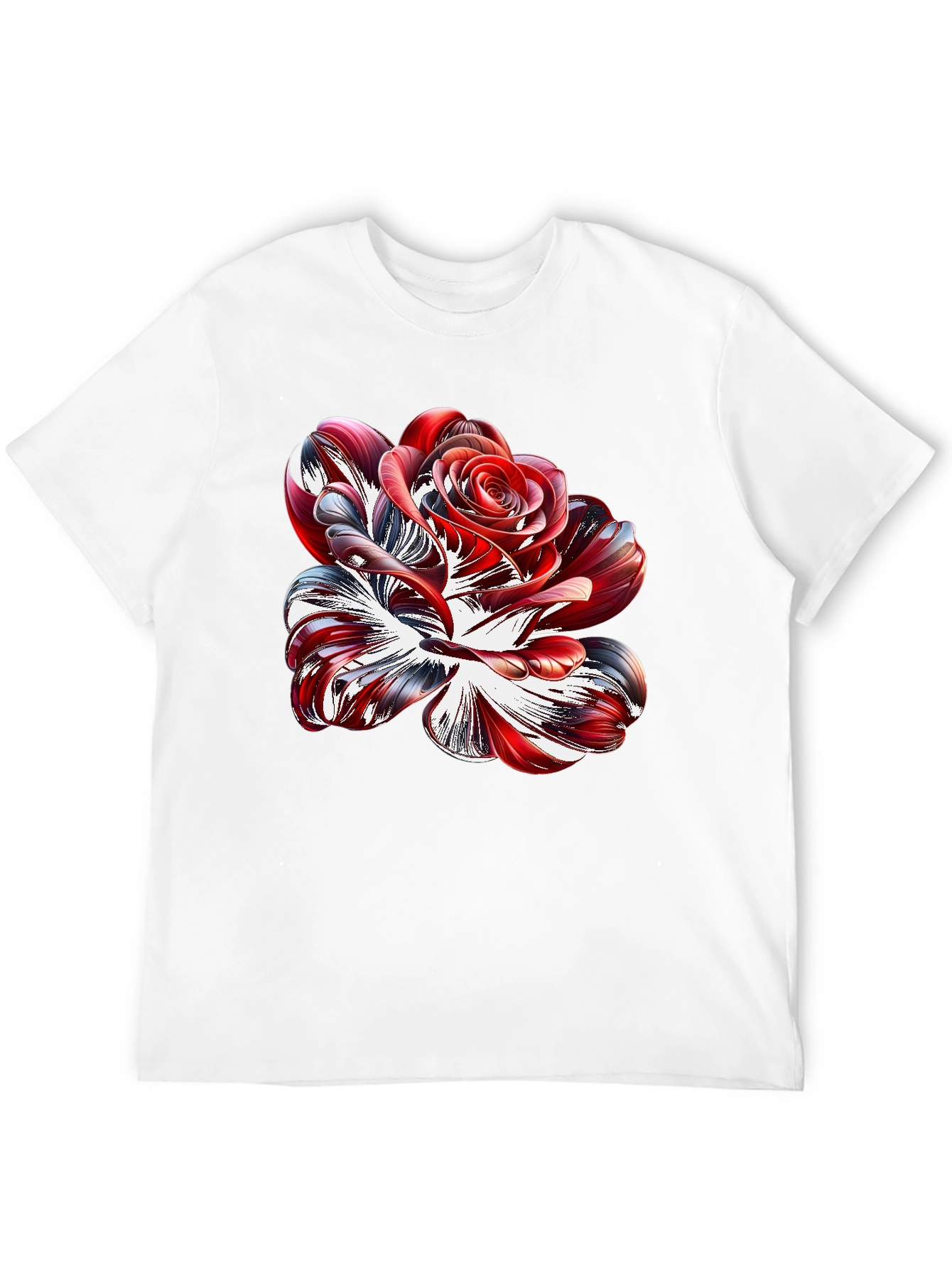 Abstract Rose Graphic Black Tee Shirt