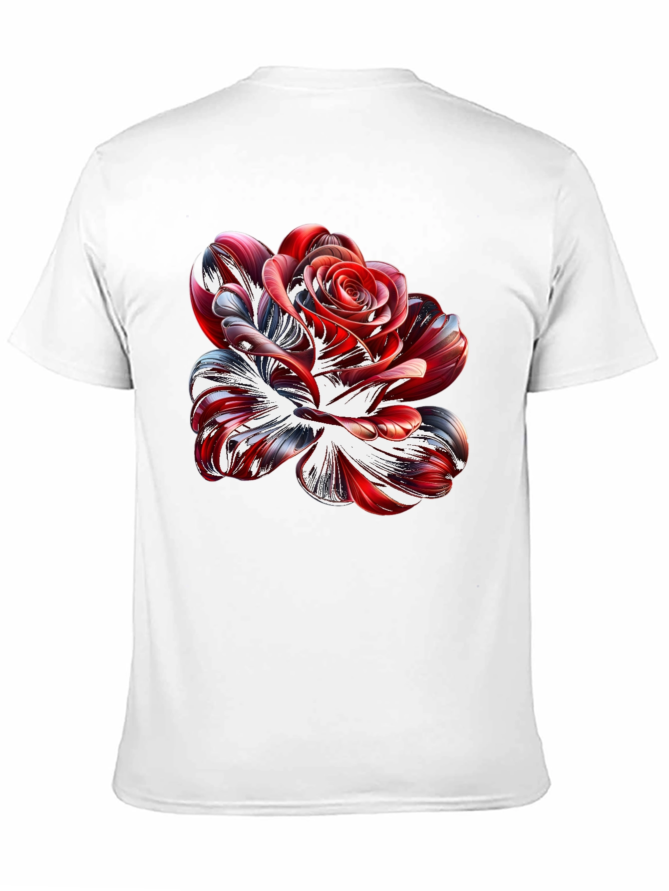 Abstract Rose Graphic Black Tee Shirt