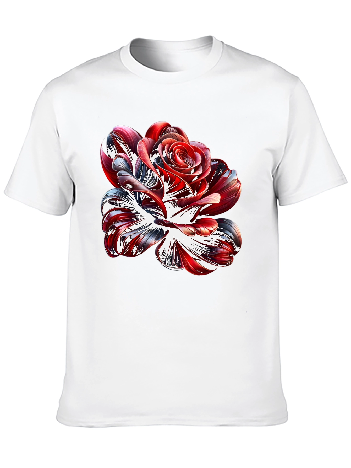 Abstract Rose Graphic Black Tee Shirt