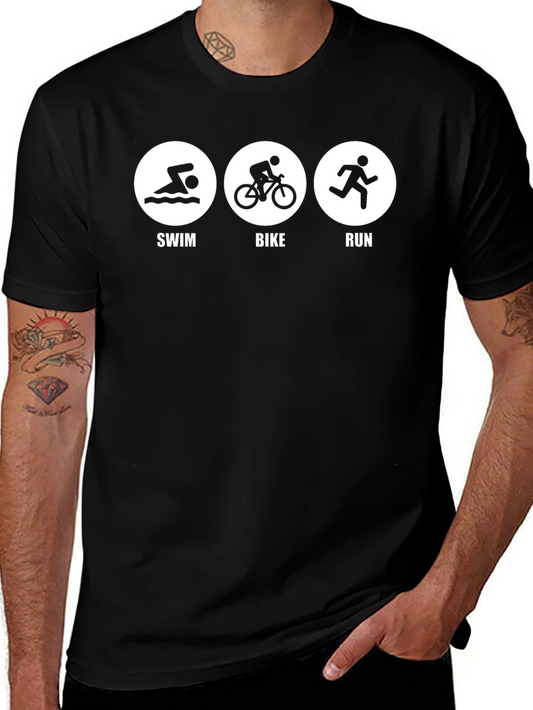 Triathlon Black T-Shirt - Swim Bike Run!