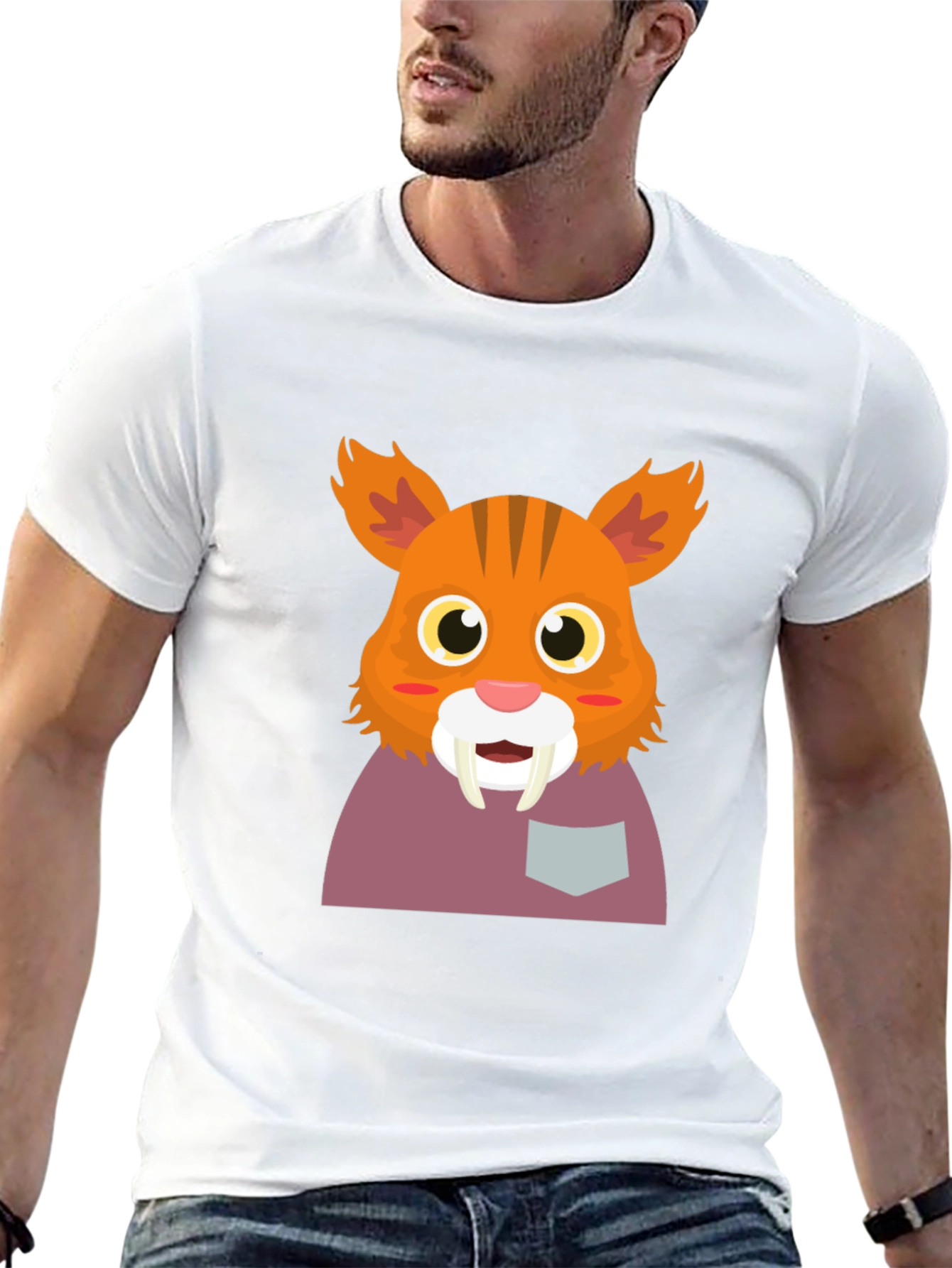 Saber-Tooth Tiger Cartoon Graphic Tee