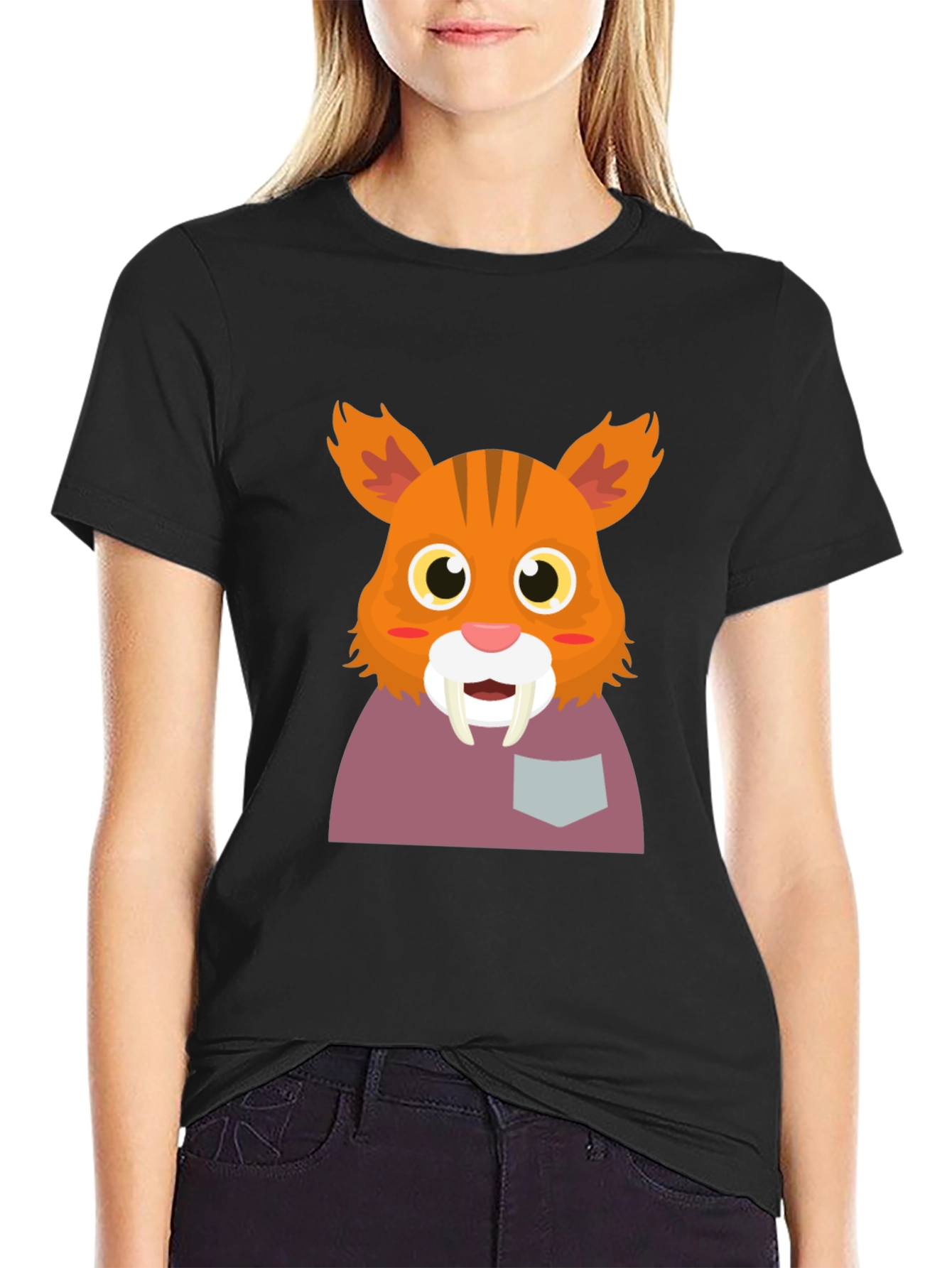 Saber-Tooth Tiger Cartoon Graphic Tee