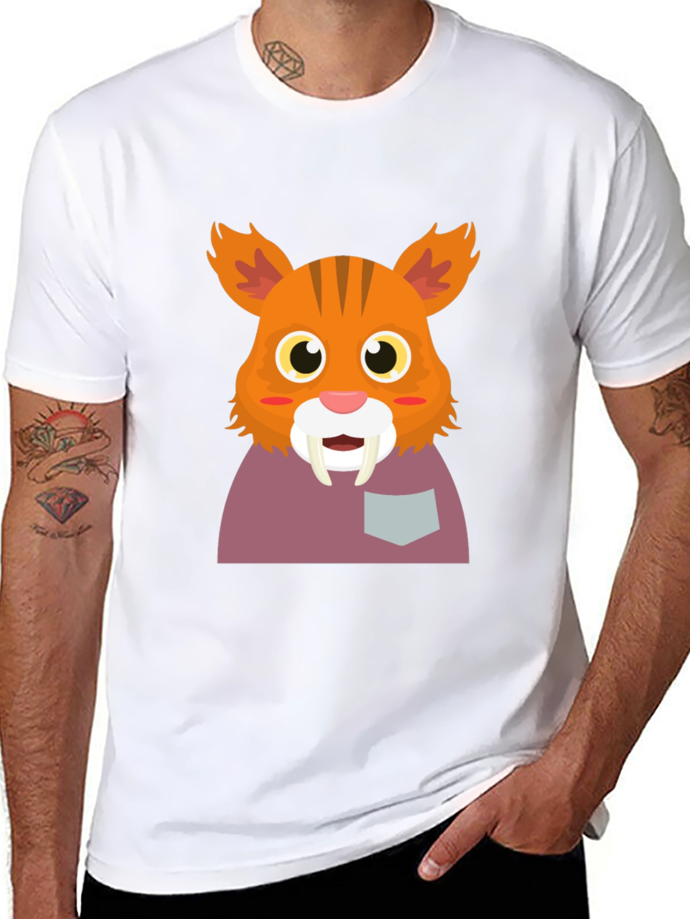 Saber-Tooth Tiger Cartoon Graphic Tee