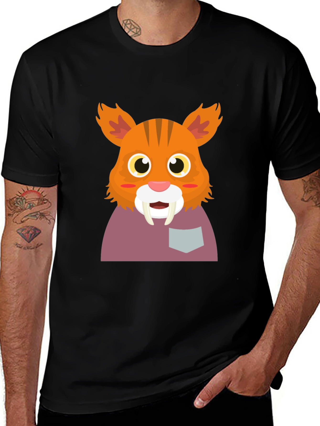Saber-Tooth Tiger Cartoon Graphic Tee