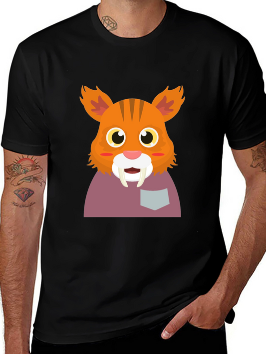 Saber-Tooth Tiger Cartoon Graphic Tee