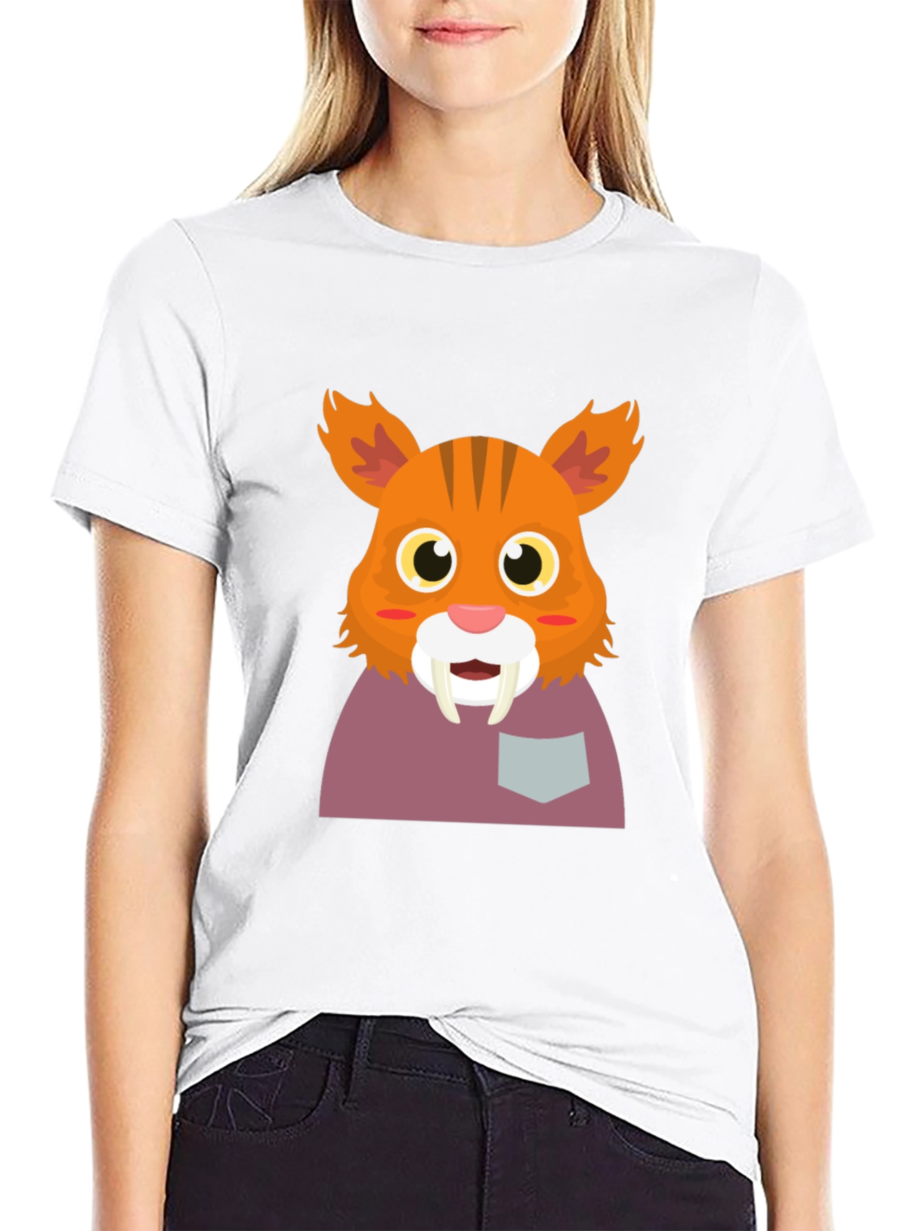 Saber-Tooth Tiger Cartoon Graphic Tee