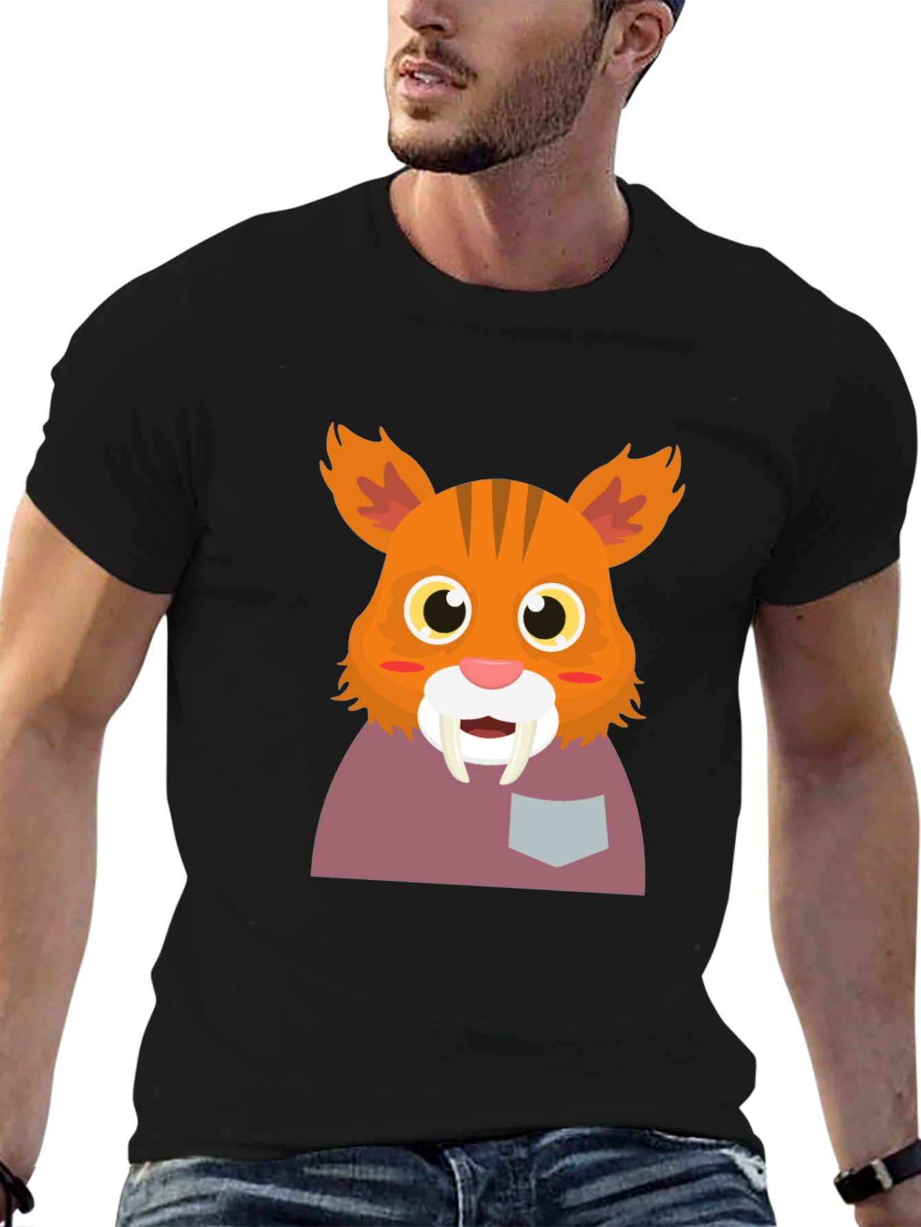 Saber-Tooth Tiger Cartoon Graphic Tee
